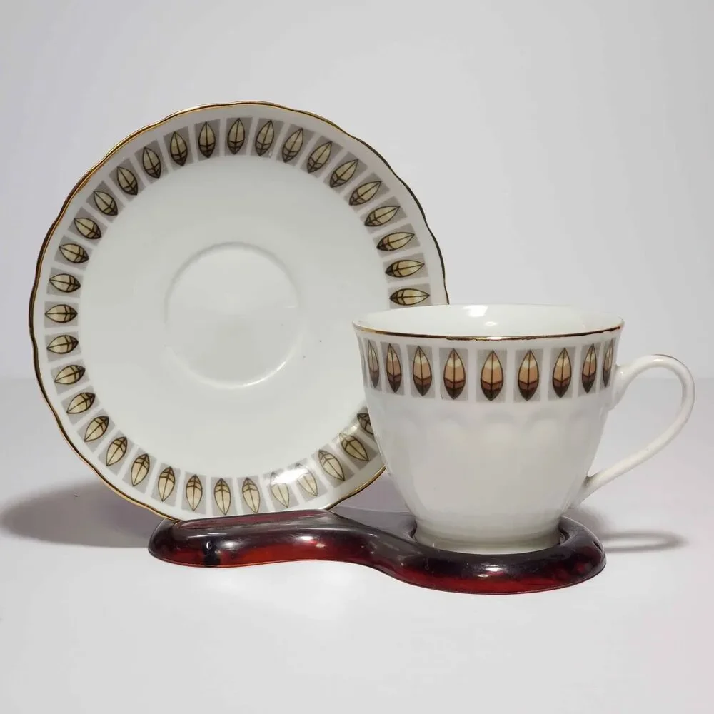 Teacup and Saucer Feathers Vintage